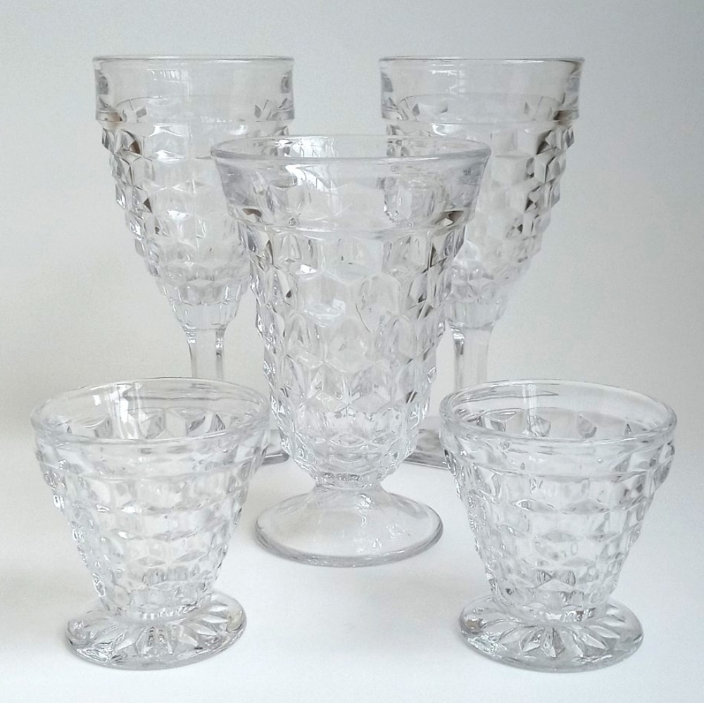 Antique Fostoria American Pattern Clear Depression Glass Barware 5 Piece Bundle
